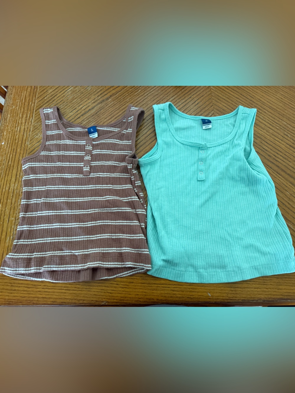 Old Navy Girls' Ribbed Tank Tops - Brown Stripe & Mint